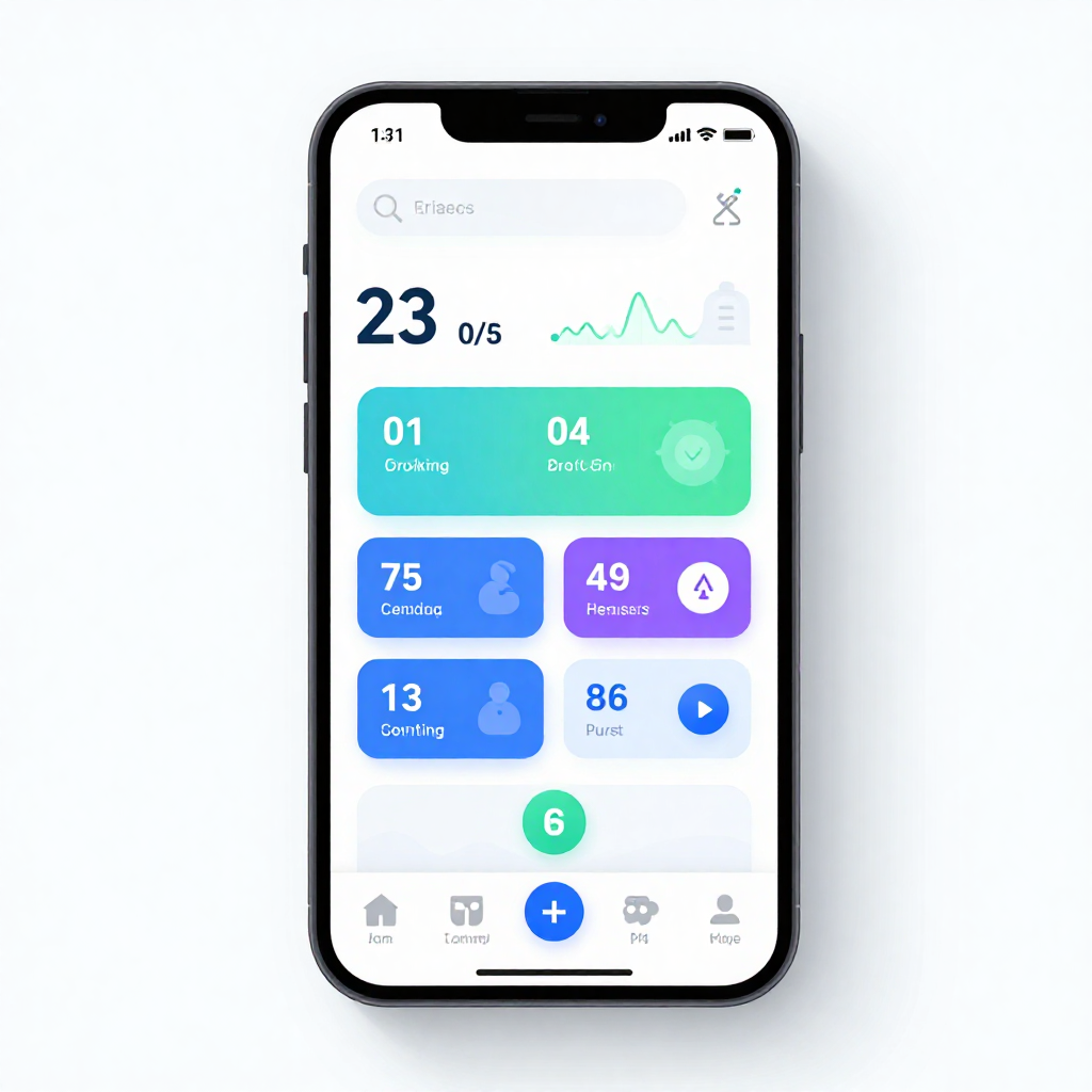 Mobile analytics dashboard showing user engagement and performance metrics
